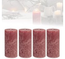 Smart-Planet 4 Ambiente Rustic Pillar Candles komplekts - Bordeaux - Liela lauku sveces 12 cm - ilgs degšanas laiks aptuveni 54 stundas Ziemassvētku sveces Adventes vainags