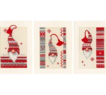 Vervaco skaitāmo krustdūrienu komplekts: Kartiņas: Ziemassvētku elfs: Komplekts: 3 gabali, kokvilna, 10,5 x 15 cm, 10,5 x 15 cm.