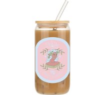 AUOIAJAS Jaunavas stikla tumbleris ar bambusa vāku un stikla salmiņiem, Jaunavas dāvanas mīlētājiem, ģimenei, draugiem, 16oz konservu stikla krūzes, saldinātās kafijas glāzes, saldinātās kafijas un alus glāzes