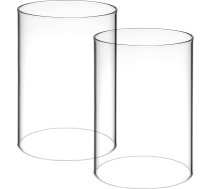 Kichvoe 2 caurspīdīgu stikla sveču turētāja iepakojums caurule Hurricane Candle Holder Tube Pillar Candle Holder mājas sveču galda dekorēšanai 7 x 10 cm