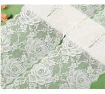 Balta mežģīņu lenta, peonijas, ziedu raksts, platums 21,6 cm, DIY mežģīņu aplikācijas, šūšanas amatniecība kāzu kleitām, dāvanu iesaiņošana, amatniecība, ziedu dizains, izgreznošana, ballīšu dekorēšana.