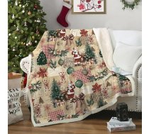 WONGS BEDDING mājīga sega 150x200 Ziemassvētku Sherpa vilnas sega divpusēja Ziemassvētku vecīša sega Mīksta, bieza sega kā dīvāna sega Dīvāna sega, brūna krāsa