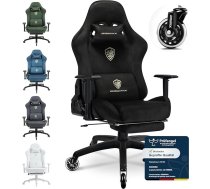 Dowinx spēļu krēsls, elpojošs un ergonomisks biroja krēsls, izgatavots no mikrošķiedras velūra, mīksts sēdeklis kā kažokādas, regulējams darba galda krēsls ar kāju balstu, gaiši melns