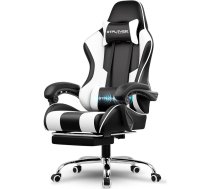 GTPLAYER biroja krēsls, ergonomisks darba galda krēsls, grozāms krēsls, vadības krēsls ar šūpuļfunkciju, klusais ritenis, maksimālā slodze 136 kg, sēdekļa augstuma regulēšana, pagarināts un paplašināts atzveltnis, melns/balts