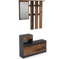 byLIVING Tamina Garderobes komplekts / Kumode ar kurpju skapi + piekaramais drēbju pakaramais ar spoguli / Antracīta priekšnama skapis / skapis / plaukts Brūns vecais stils W 97 x H 190 x D 25 cm