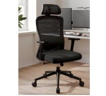 Biroja krēsli, ergonomiski biroja krēsli ar regulējamu jostas balstu, sieta biroja krēsls mājai, rakstāmgalds, melns