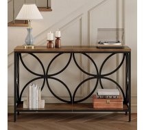 Tohomeor 120 cm konsoles galds ar plauktu, šaurs dīvāna galds, priekšnama galds, dīvāna sānu galds, unikāls dizains, priekšnamam, gaitenim, viesistabai (brūns, 120 cm)