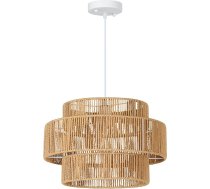 HOMCOM Piekaramais gaismeklis Piekaramais gaismeklis ar E27 ligzdu, Boho stila piekaramais gaismeklis Griestu lampa ar kaņepju virves abažūru virtuvei, ēdamistabai, gaiši brūns