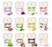 Aromatizētas sveces stiklā, Ziemassvētku aromātisko sveču dāvanu komplekts sievietēm, 12 aromātisko sveču komplekts ar 180 stundu degšanas laiku un sojas vasku, aromterapijas sveču komplekts, mazas dāvanas sievietēm, kolēģiem