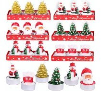 Santa Claus tējas gaismas sveces Pack of 18 Handmade Delicate Tea Light Candles Christmas Unscented Tea Lights for Christmas Home Decoration Dāvanas