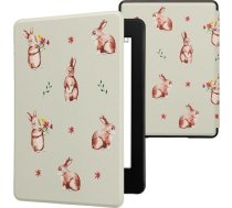 kwmobile Flip Case saderīgs ar Amazon Kindle Paperwhite 11th Generation 2021 Case - Flip Case for Kindle Paperwhite Case with Magnetic Closure - Rabbits and Flowers