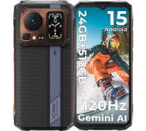 HOTWAV Cyber 16 Pro Āra mobilais tālrunis bez līguma Android 15, 6,6 collu FHD+ 120Hz 24GB + 512GB/2TB paplašināms Āra viedtālrunis 108MP + 32MP + 24MP nakts redzamība, IP68/IP69K ūdensizturīgs būvlaukuma mobilais tālrunis, NFC/OTG/GPS