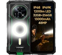 DOOGEE āra viedtālrunis Fire 5 Ultra, 1200LM dubultā kempinga gaisma, 32GB + 256GB, 13000mAh akumulators, 48MP kamera, 6,6 collas HD+, Gemini AI, IP68 izturīgs mobilais tālrunis bez simbloka, 3 karšu slots, GPS NFC