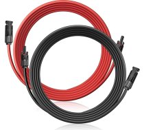Saules kabelis 6 mm² pagarinājums 5 m ar saules kontaktiem fotoelementu sistēmām - izturīgs pret UV starojumu, TUV, VDE sertificēts (sarkans/melns) 6 mm² 5 m