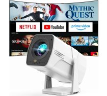 Ar Netflix saderīgs projektors, mini viedprojektors ar WiFi Bluetooth 1080P Full HD, elektriskā fokusēšana un automātiskā trapeces korekcija, 270° rotējošs mājas kinozāles projektors, neliels, automātiskā lietotne