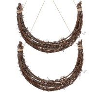STOBAZA rotangpalmas vainags Wrestshz vīnogulāju stieples vainags Mēness formas zīme rotangpalmas vainags Frame Mēness formas vainags Vine Mākslīgo ziedu kompozīcijas gredzens kāzu svece Dzelzs 2 Pack
