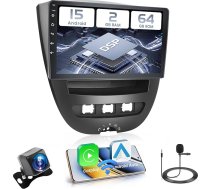 Hikity 2+64GB Android 15 Auto radio Toyota Aygo/Peugeot 107/Citroen C1 2004-2014 Radio Wireless Carplay Android Car, 10,1 collu IPS Touch Screen Radio ar aizmugures skata kameru, Bluetooth, navigācija, WiFi, DSP