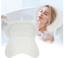 Vannas spilvens balts L - Vannas spilvens vannai - Ergonomisks kakla spilvens vannai - Vannas spilvens ar 6 īpaši spēcīgiem piesūcekņiem - Vannas piederumi