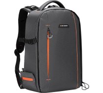K&F Concept ūdensnecaurlaidīga fotokameras mugursoma ar nodalījumu klēpjdatoram, saderīga ar Canon Sony Nikon Olympus SLR/DSLR kameru, objektīviem un piederumiem, maza (pelēka + oranža)