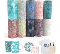 XINPOCUT Infusible Transfer Ink loksnes 10 gab./komplekts, 4,5 x 12 collas - akvareļu marmora sublimācijas pārneses papīrs Cricut Joy Cup presei, pārneses tinte DIY T krekliņiem, tasītēm, Tote somām
