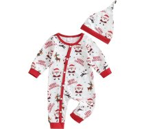 Ziemassvētku apģērbs Bērnu zēni apģērbu komplekts Ziemassvētku Jumpsuit Romper garām piedurknēm + cepure kostīms Santa kostīms jaundzimušo meitene