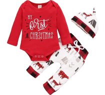 Geagodelia Baby Boys Meitenes Ziemassvētku apģērbi tērpi tērpi jaundzimušo toddler drēbes Bodysuit + bikses + cepure 0-24 mēneši