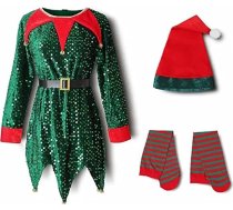 Bērnu elastīgās jostas apģērbu toddler bērnu zēnu zēni meitenes Santa Velvet garas piedurknes Ziemassvētku kleita svītrains zeķes Xmas cepure gabalu komplekti