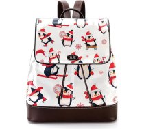 Ziemassvētku cepure ziemas pingvīns personalizēta skolas somas grāmatu somas pusaudžiem, daudzkrāsains, 27x12.3x32cm, mugursomas mugursomas