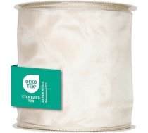 Halbach Seidenbänder Premium dāvanu lenta ar stiepļu malu, platums 100 mm, garums 25 m, Oeko-Tex 100 sertificēta lente, tafta lente, ražota Vācijā, krāsa: Krēmkrāsas krāsā