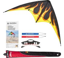 HQ Bebop Stunt Kite, divrindu, lidojuma pūķis, pūķis bērniem un pieaugušajiem, no 8 gadiem, 69 x 145 cm, iekļauts 20 kp poliestera auklas 2 x 20 m uz uztvērēja ar cilpām, 2,5-5 bauforti