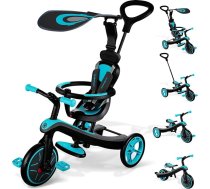 GLOBBER Explorer Trike 4-in-1 bērnu ratiņi, trīsritenis un līdzsvara velosipēds, 10/8,5 collas, TPR sēdeklis, regulējams augstums, tirkīzs