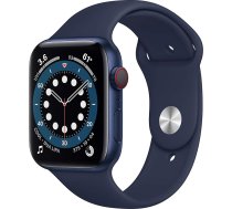 Apple Watch Series 6 (GPS + mobilais, 44 mm) Alumīnija korpuss zils ar Deep Marine sporta siksniņu (Atjaunots)