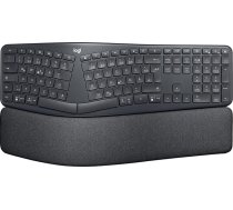 Logitech ERGO K860 - Bezvadu ergonomiskā tastatūra ar dalītām pogām, plaukstas locītavas un dabīga piesitiena atbalstu - Windows / Mac, Bluetooth, USB uztvērējs, QWERTZ izkārtojums, grafīts
