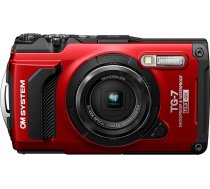 OM SYSTEM Tough TG-7 Red Digitālā ūdensizturīga triecienizturīga zemūdens makro uzņemšanas režīmi 4K video 4x platleņķa tālummaiņa (Olympus TG-6 pēctecis)