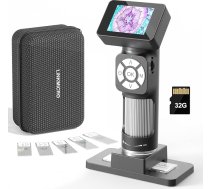 Mikroskops bērniem un pieaugušajiem LINKMICRO LM112, portatīvais rokas mikroskops ar 2 collu ekrānu, 500X kabatas mikroskopa komplekts bērniem ar 5 priekšmetstikliņiem, 8 LED, 1080P attēla video, 32G SD karte