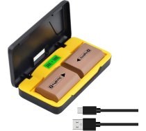 DuraPro 2 x 2600 mAh NP-FZ100 NP FZ100 akumulators + LCD lādētājs ar dubulto USB krātuvi un C tipa pieslēgvietu Sony Alpha 9, A9R, A9S, Alpha 7RM4, Alpha 7RM3, Alpha 7M3, Alpha 6600, FX3, FX30, ZV-E1 kamerām