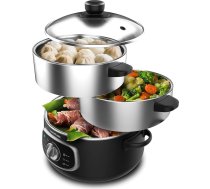Cecotec Vapovita Steelpot elektriskais tvaicētājs. Jauda 1300 W, nerūsējošā tērauda trauks, 10 l, regulējams laiks, automātiskā izslēgšanās, viegla tīrīšana, speciāls vāks, veselīga gatavošana, drošība.