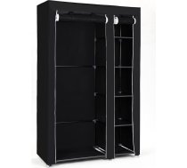 Songmics Double Canvas skapis drēbju skapis drēbju pakaramais dzelzceļa uzglabāšanas plaukti melns 175 x 110 x 45cm LSF007