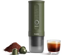 OutIn Nano portatīvais elektriskais espresso aparāts, kempinga kafijas automāts, pašsildāms ar USB-C, saderīgs ar maltu kafiju un NS kapsulu