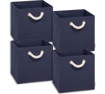 Storanda 4 glabāšanas kastu komplekts, auklas satveršanas lente, izturīgas un salokāmas kastes, plauktu kastes "Cube Shelving Kallax", ideāli piemērotas mājai un bērnu istabai, 30 x 30 x 30 cm, tumši zilas krāsas