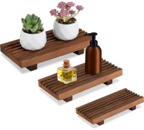 RETON Koka ziepju trauks, koka ziepju paliktnis virtuves galdam, koka ziepju trauks, koka ziepju trauks, sveces augu turētājs, vannas istabas piederumi (3, S/M/L)