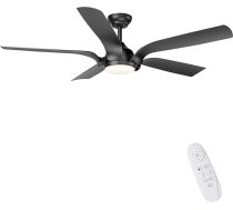CJOY Griestu ventilatori ar apgaismojumu, 142 cm, Griestu ventilators ar apgaismojumu un tālvadības pulti, kluss, aptumšojama lampa ar ventilatoru, līdzstrāvas motors, atgriezenisks, melns