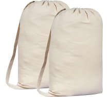 GFI LINEN CLUBS 2 Pack Premium audekla veļas maisiņš ar plecu siksnu, 75 x 56 cm, 40L - 100% kokvilna, izturīgs auduma audums, aizdare ar aukliņu, veļas maisiņš mazgājams veļas mašīnā