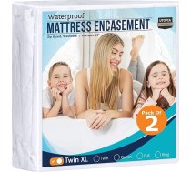 Utopia Bedding Twin XL Zipped matrača pārvalks - 100 % ūdensnecaurlaidīgs un pret gultas kukaiņiem drošs absorbējošs sešpusējs matrača pārvalks - 2 gab. iepakojumā