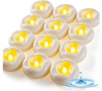 Auemaniliy - 12 5,1 cm LED peldošās sveces, 200 stundu ūdensizturīgas, silti baltas, ar akumulatoru darbināmas peldošās tējas sveces romantiskām kāzām/vannai/baseinam/strūklakai