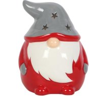 Sarkans un pelēks keramikas tējas lampas turētājs - svētku Ziemassvētku rotājums un dāvana - ciemata keramikas tējas namiņš - Rader Porcelain