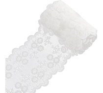GORGECRAFT 12 cm plata izšūta mežģīņu lenta ar baltām puķēm 5 jārdu izrobotas malas Piena šķiedras tilla audums DIY šūšanai amatniecības Kāzu kleitu apdare Dāvanu iesaiņošana
