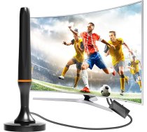 DVB-T2 antena, DVBT2 antena ar pastiprinātāju iekšpusē, TV kanāli ar augstas izšķirtspējas un VHF/UHF/DAB signāliem, piemērota visiem televizoriem
