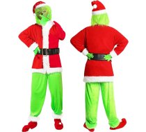 XehCaol Grinch kostīms pieaugušajiem ar masku, zaļš liels briesmoņa kostīms, Ziemassvētku vecīša kostīms, Helovīna kostīmu rekvizīti, 7 gab. komplekts