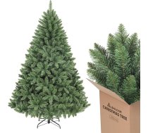 SALCAR 210 cm mākslīgā Ziemassvētku eglīte, reālistiska Ziemassvētku eglīte ar 1066 galotnēm, zaļa Nordmann egle ar locīšanas sistēmu, aptuveni 148 cm liela izmēra eglītes diametrs